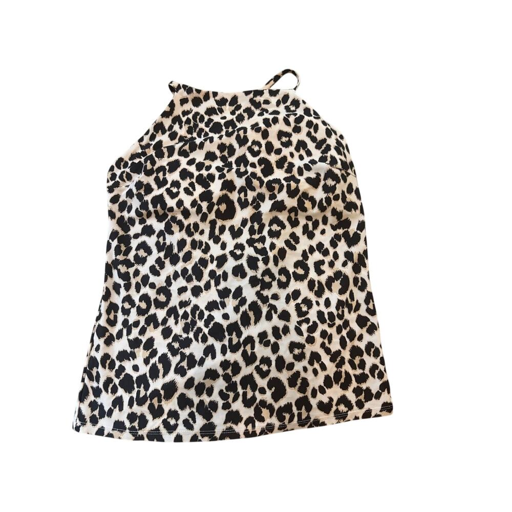 Old navy medium Leopard Print Halter Tankini - Black & Cream high neck